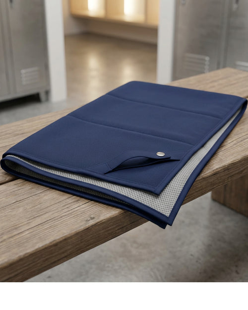 Gndmv Double-Layer Mesh-Backed Training Towel 72 x 34 cm Navy Silver - Lifestyle view