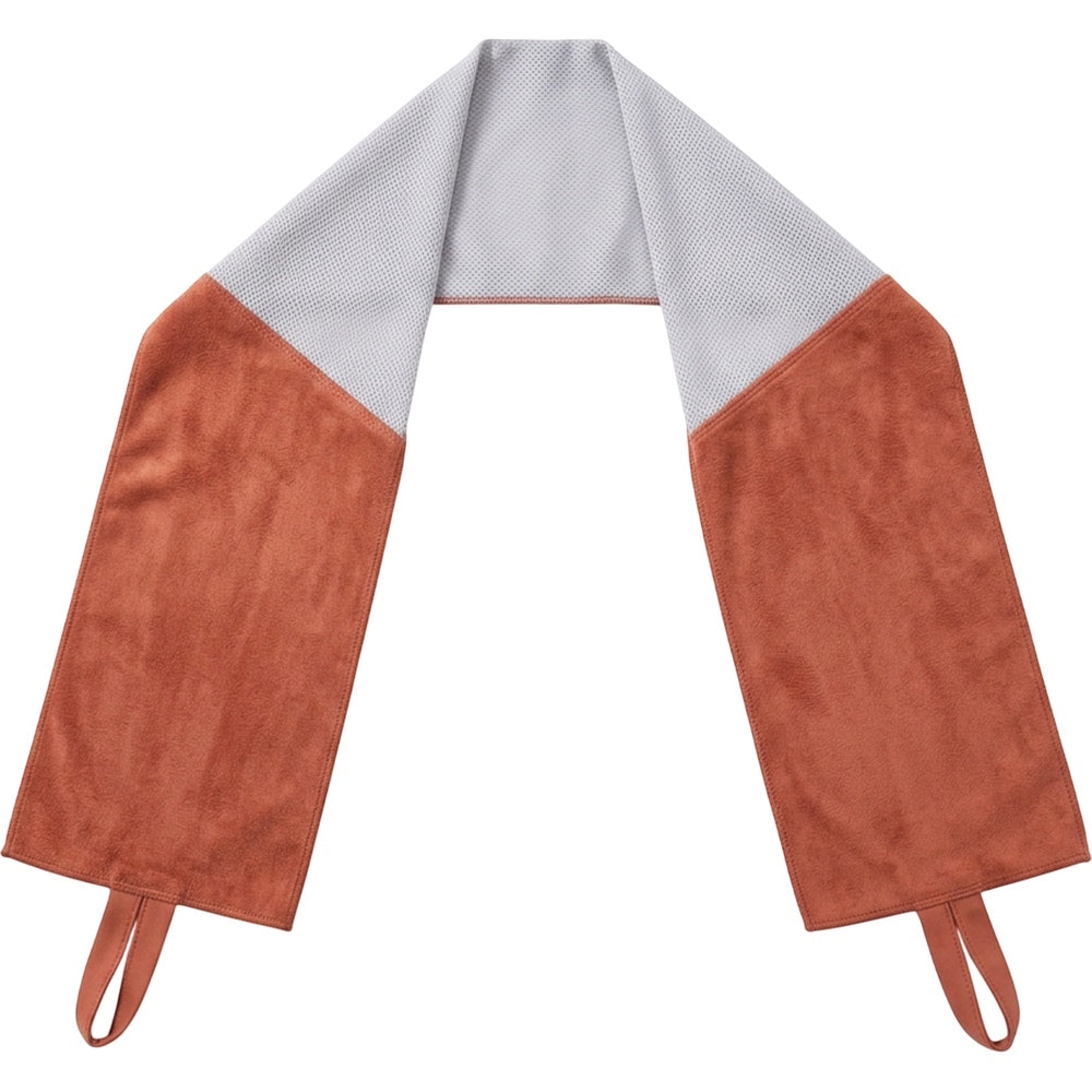 Gndmv Dual-End Neck Training Towel with Center Mesh Panel 108 x 22 cm Terracotta Gray - Product view
