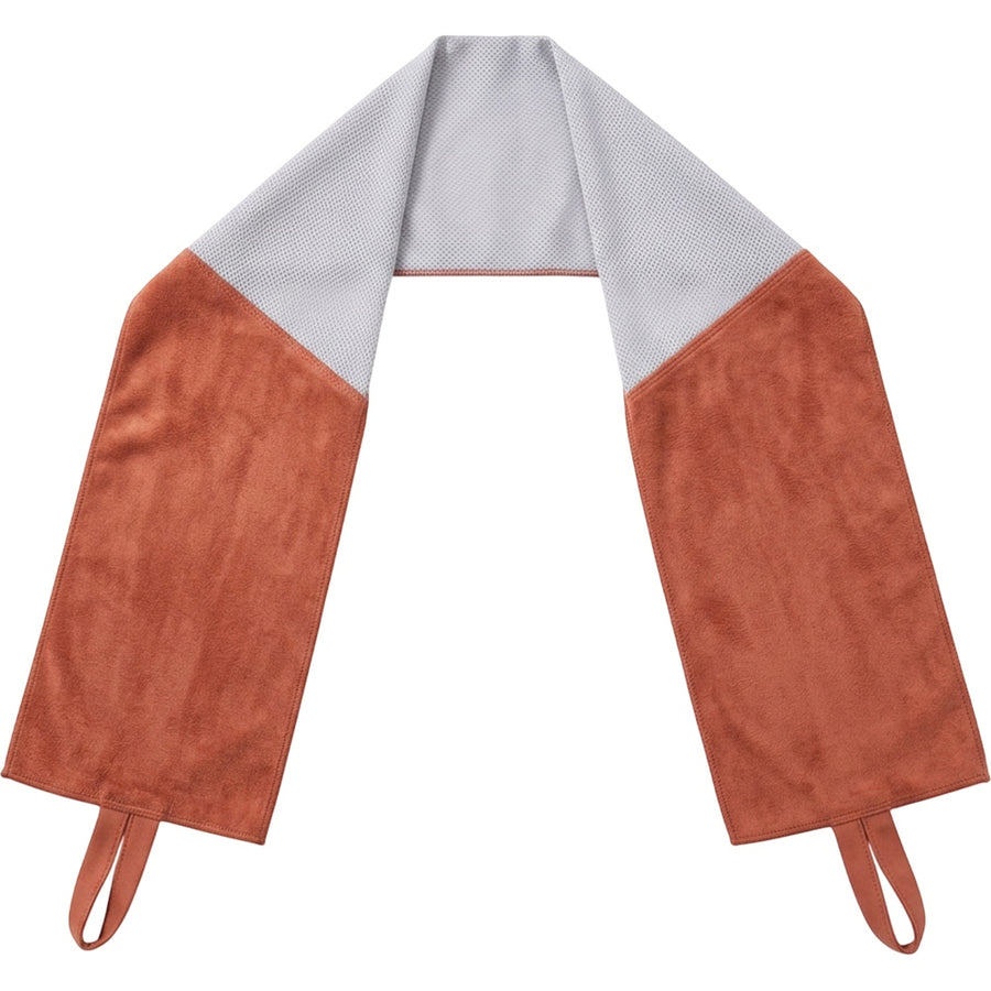 Gndmv Dual-End Neck Training Towel with Center Mesh Panel 108 x 22 cm Terracotta Gray